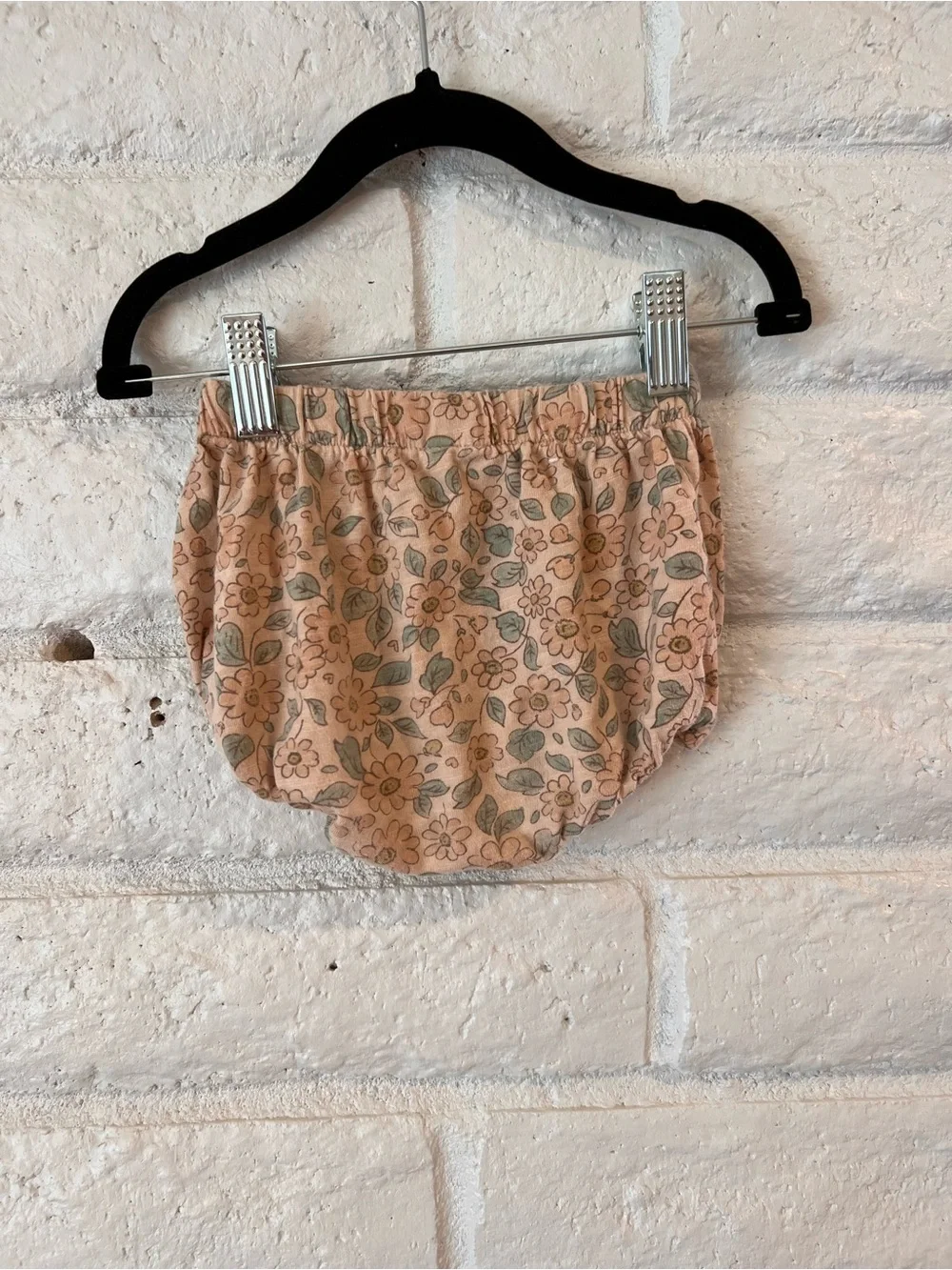 Rylee + Cru Peach Floral Diaper Cover with Green Leaf Accents